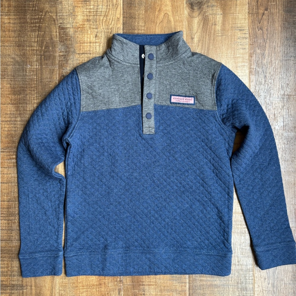Vineyard Vines Blue Quilted Shep Shirt size M 12/14 boys